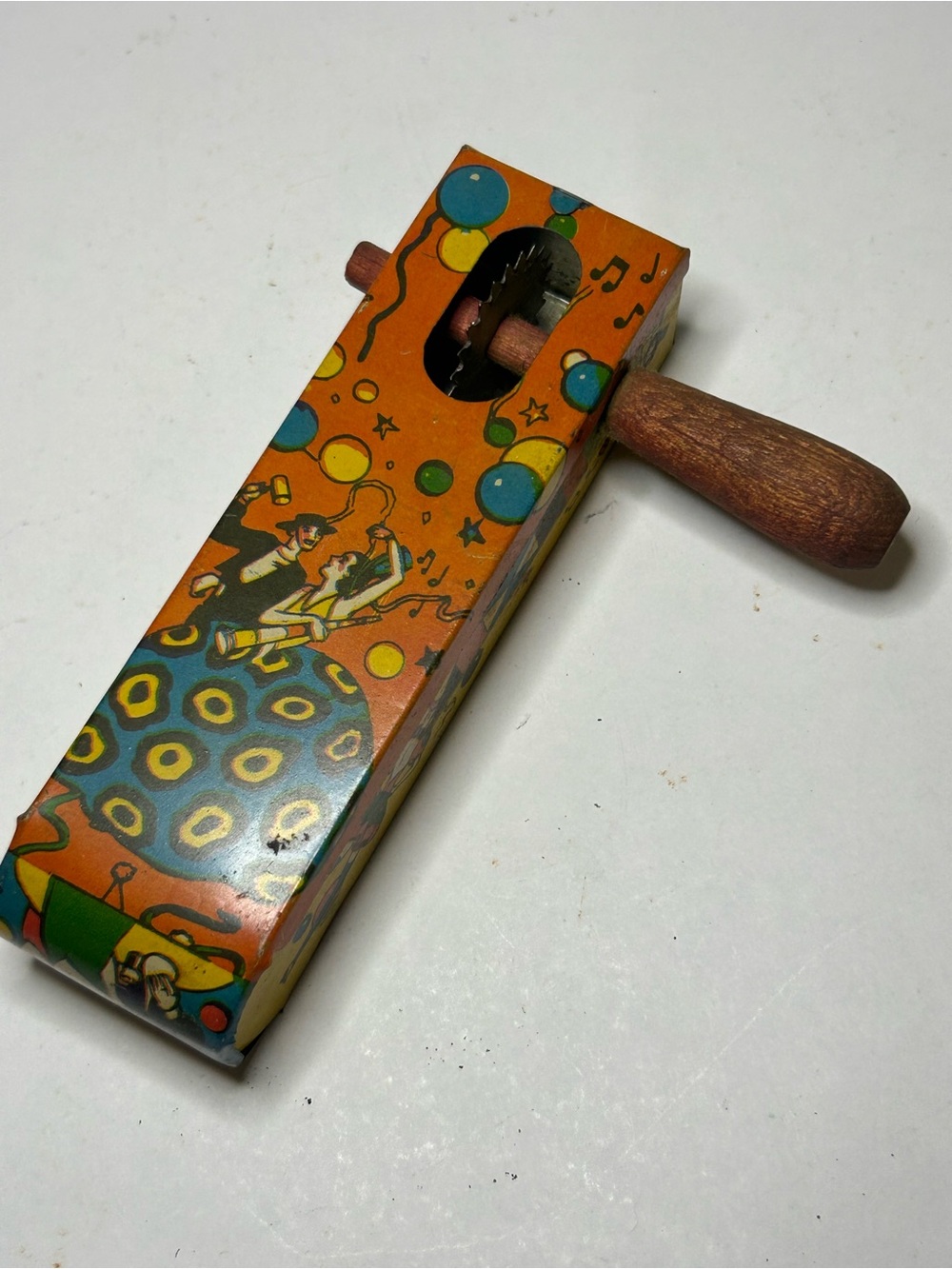 US Metal Tin Noisemaker, 4.5", 1940's NYE‎ Vintage Party Clacker Spinner Retro